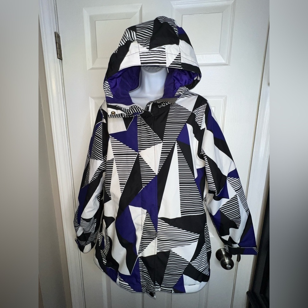 Empyre Women’s Medium 10,000 MM Black White Graphic Print Ski Snowboard Jacket M - Picture 2 of 14
